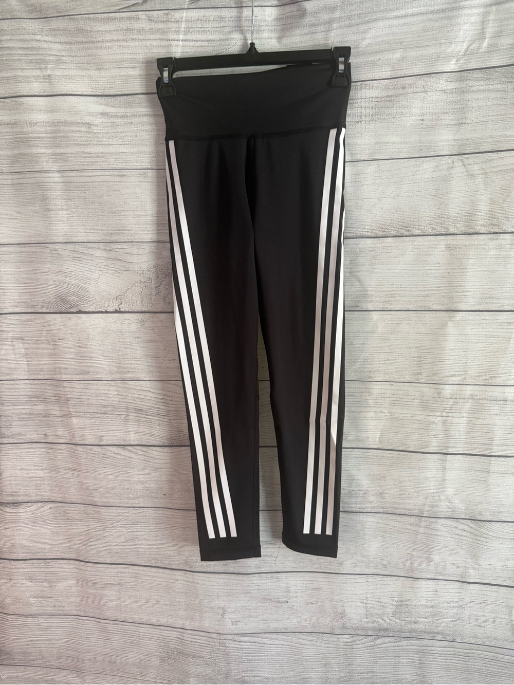 adidas Black Leggings with White Triple Side Stripes